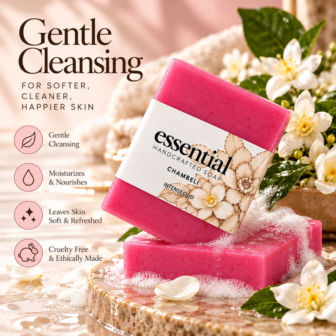 Chameli handmade soap by Intense Oud, 150g, with natural floral ingredients and elegant packaging visible in the image.