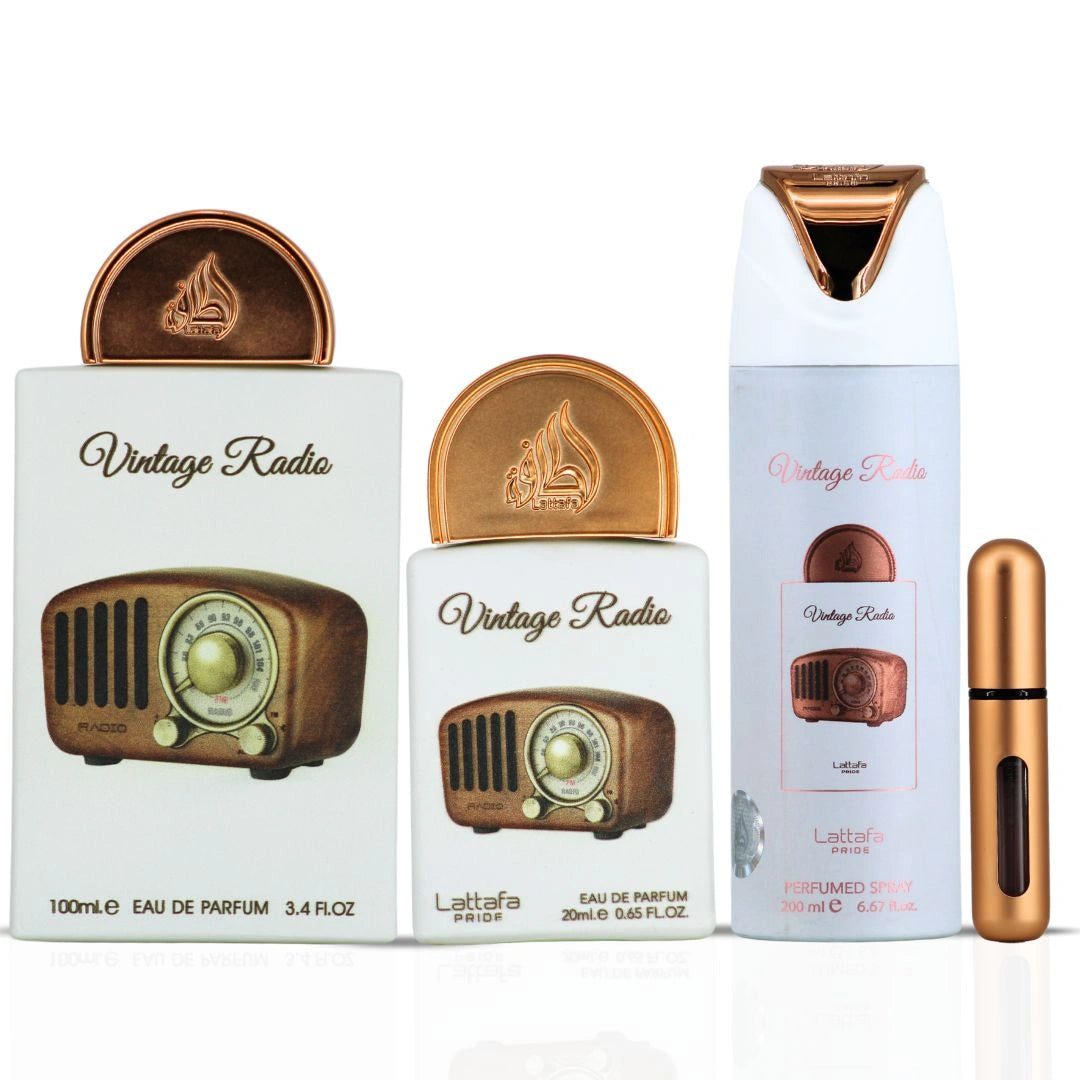 Lattafa Pride Vintage Radio 3-Piece Eau de Parfum Gift Set