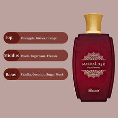 Marha Pour Femme EDP Spray 100ML (3.38 OZ) by Rasasi | Long Lasting, Fruity, Citrusy, Sweet Feminine Scent.