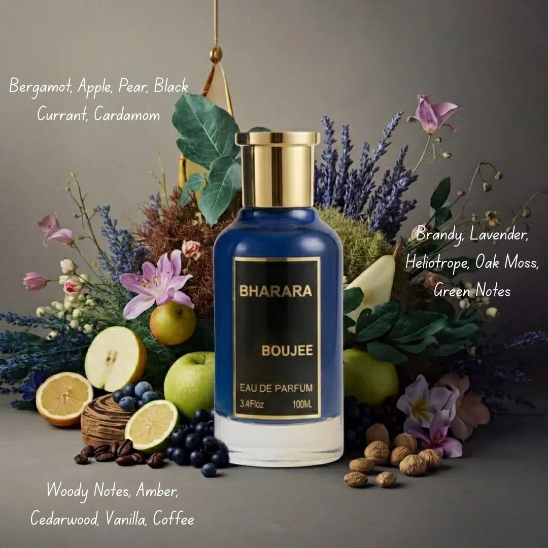 Bharara Boujee Eau de Parfum spray 100ml bottle with elegant packaging, showcasing the luxurious fragrance by Bharara.