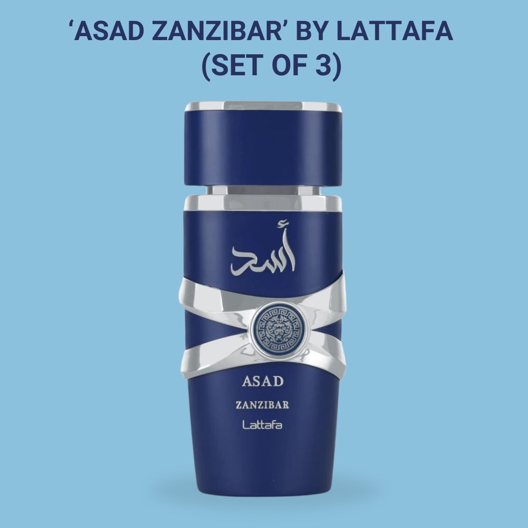 Asad Zanzibar  EDP Spray 100ML (3.4OZ) by Lattafa | Long Lasting, Embrace The Essence Of Rich Tropical Paradise. (PACK OF 3)