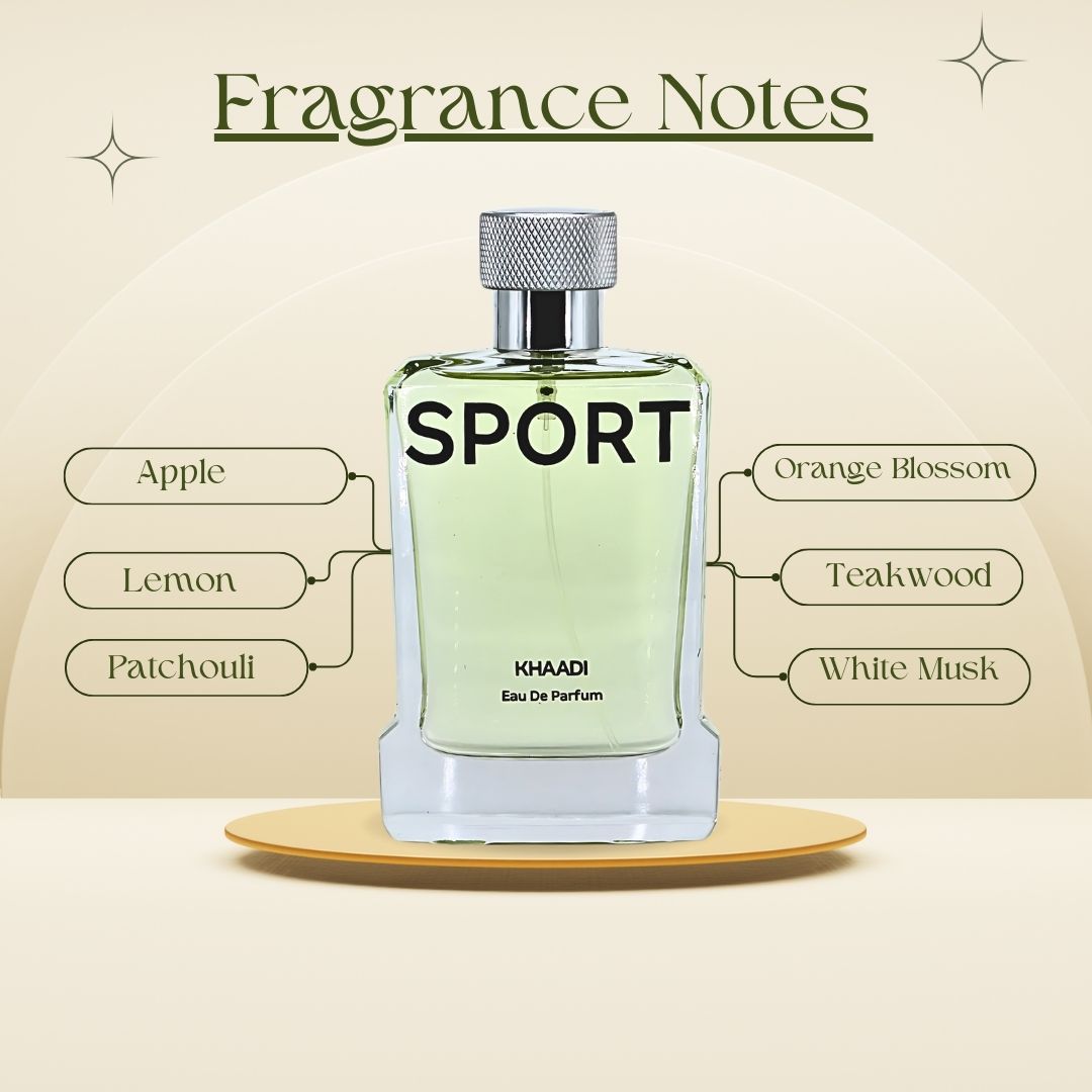 Sport EDP Spray 100ML (3.4 OZ) by Khaadi | Long Lasting, Floral, Citrusy, Warm Woody Perfumes.