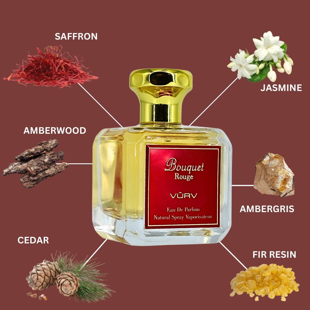 Bouquet Rouge Eau De Parfum Spray 100ML (3.4 OZ) By Vurv | An Exotic, Spicy Blend Of Saffron, Amberwood & Cedar For A Bold Scent With Woody Depth.