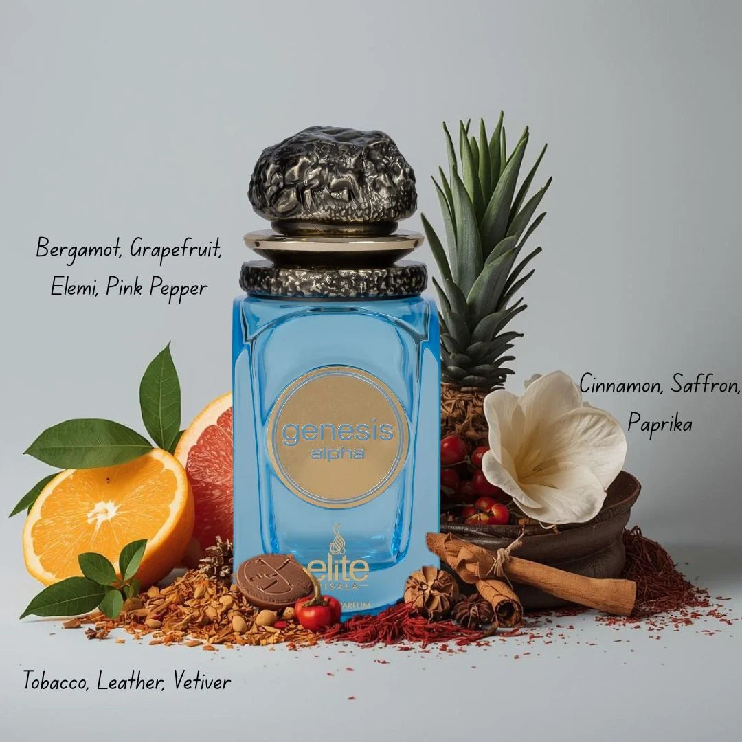 Genesis Omega & Genesis Alpha Eau de Parfum Sprays 100ml (3.4 oz) by Elite Risala (Bundle) - Intense Oud
