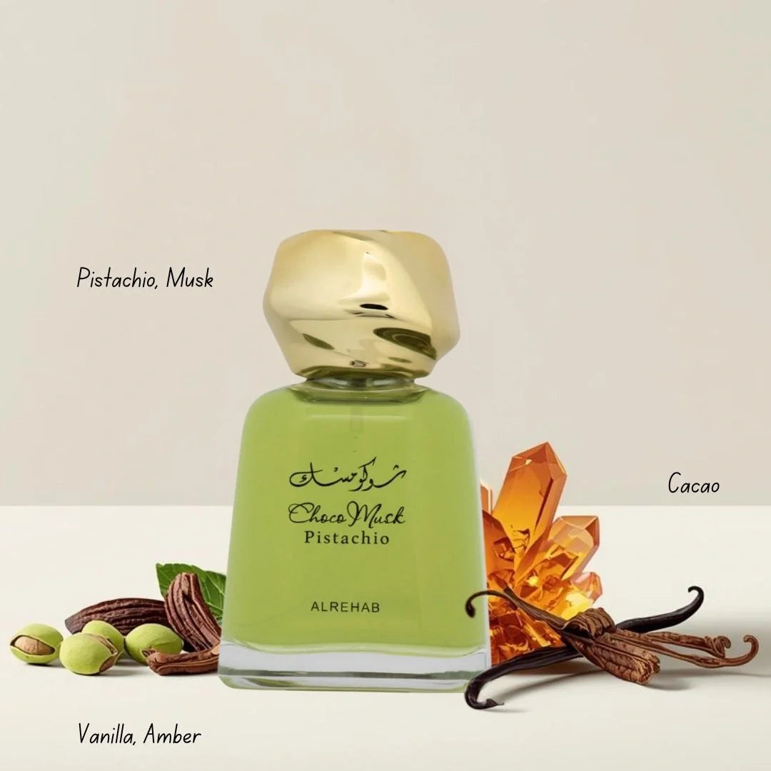 Choco Musk Pistachio Eau de Parfum Spray 100ml (3.4 oz) by Al Rehab - Intense Oud