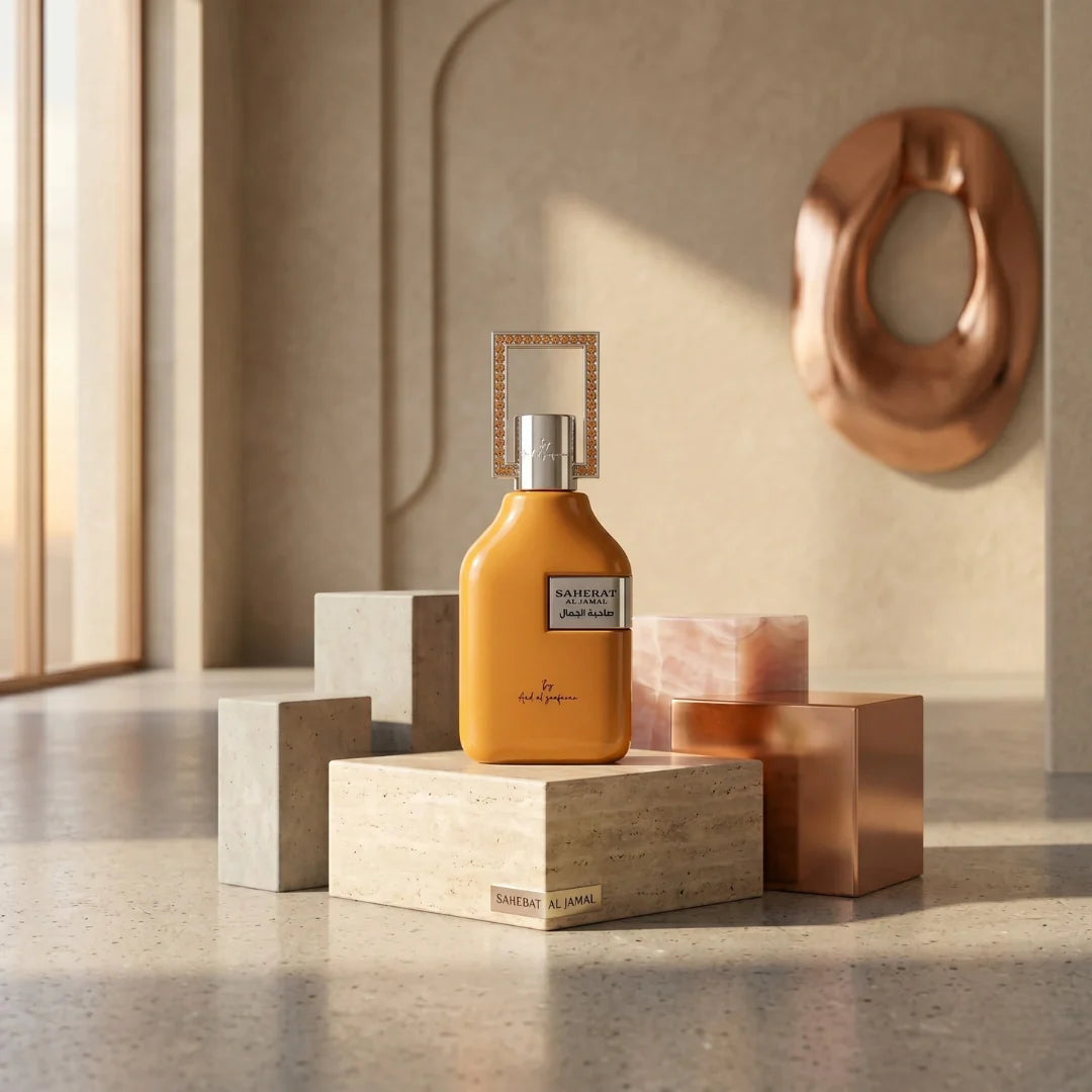 Sahebat Al Jamal Eau de Parfum Spray by Ard Al Zaafaran, 100ml bottle, elegant glass container with floral and citrus notes.