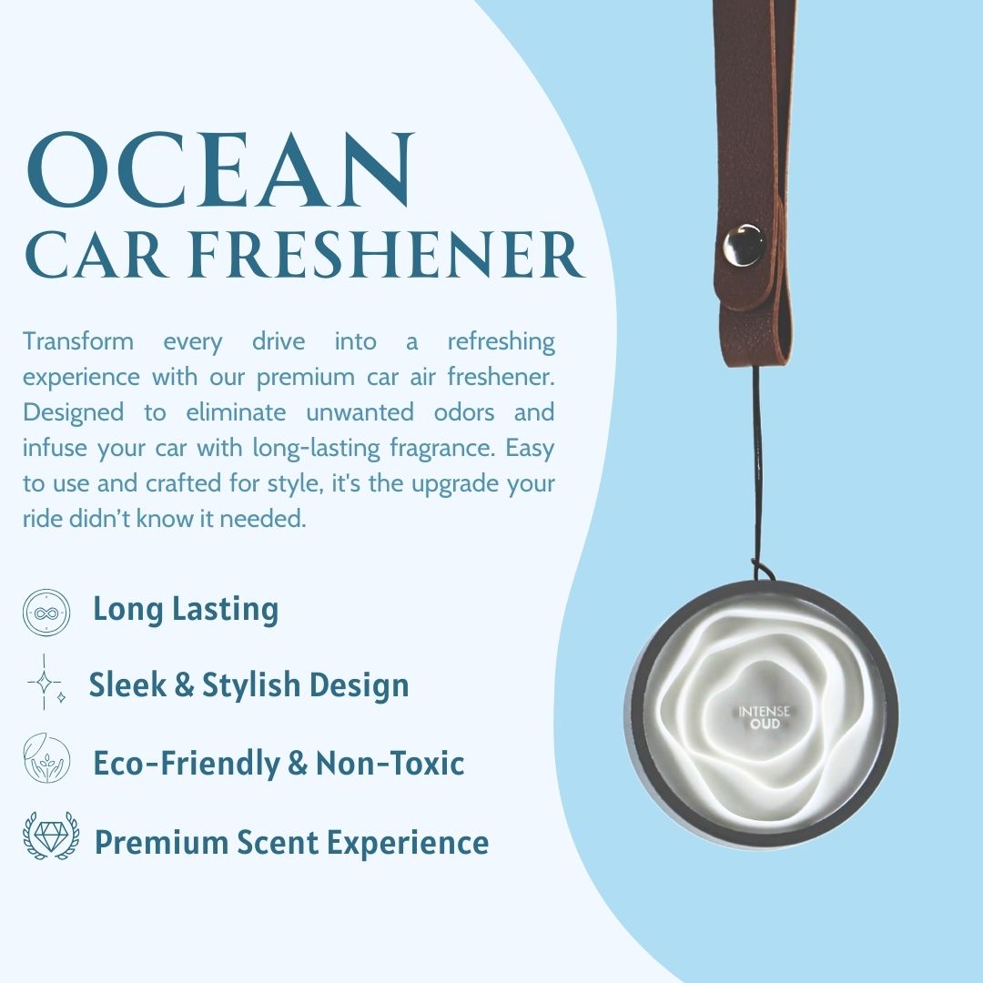 Ocean - Sea Elegance Scented Hanging Car Freshener by Intense Oud | A Fresh Scent That Transforms Your Car Into an Oceanic Haven.