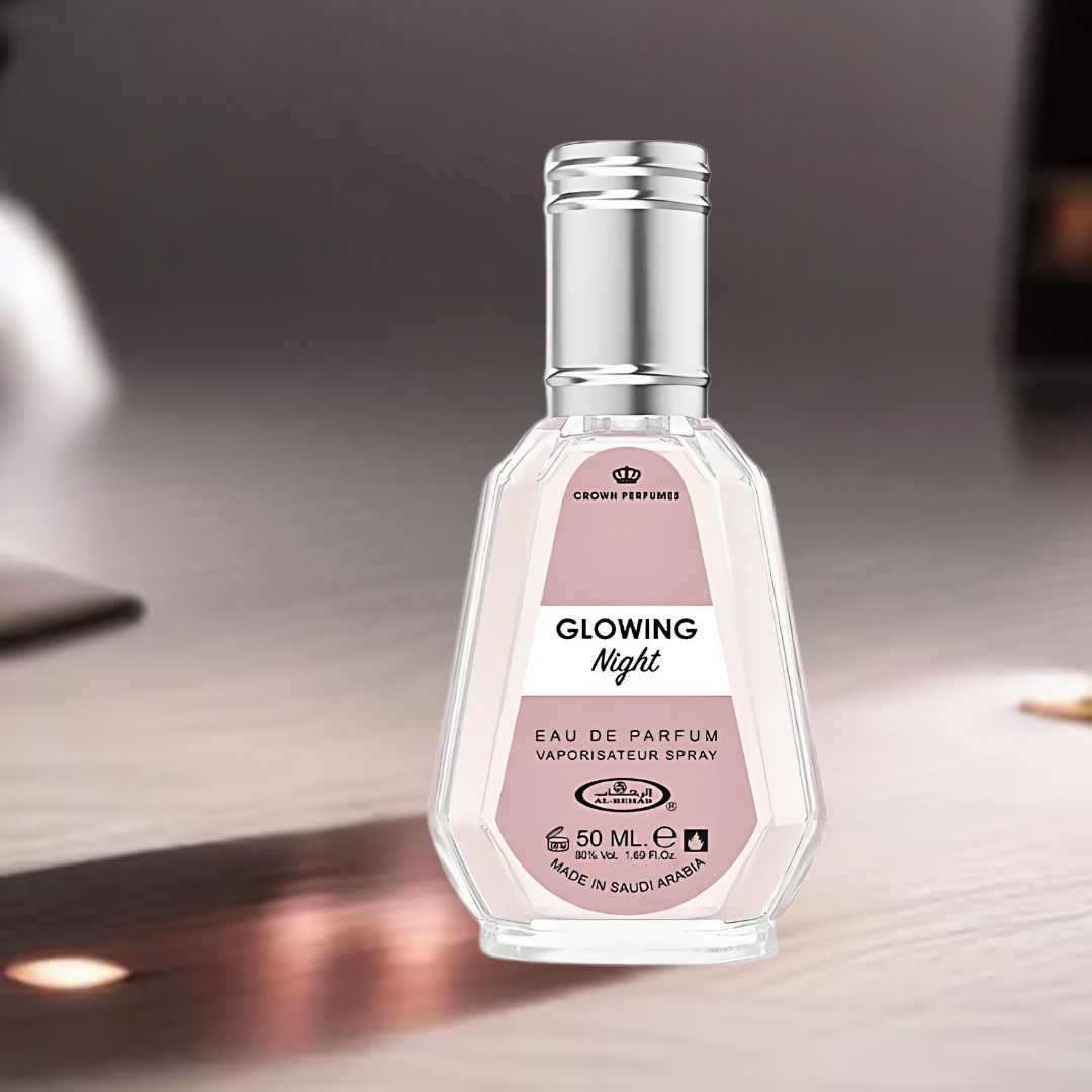 Glowing Night Eau De Parfum Spray 50ML (1.7 OZ) By Al Rehab | A Tropical Bloom Wrapped In Creamy Vanilla & Coconut, Perfect For Those Who Desire A Sweet & Exotic Floral Escape.