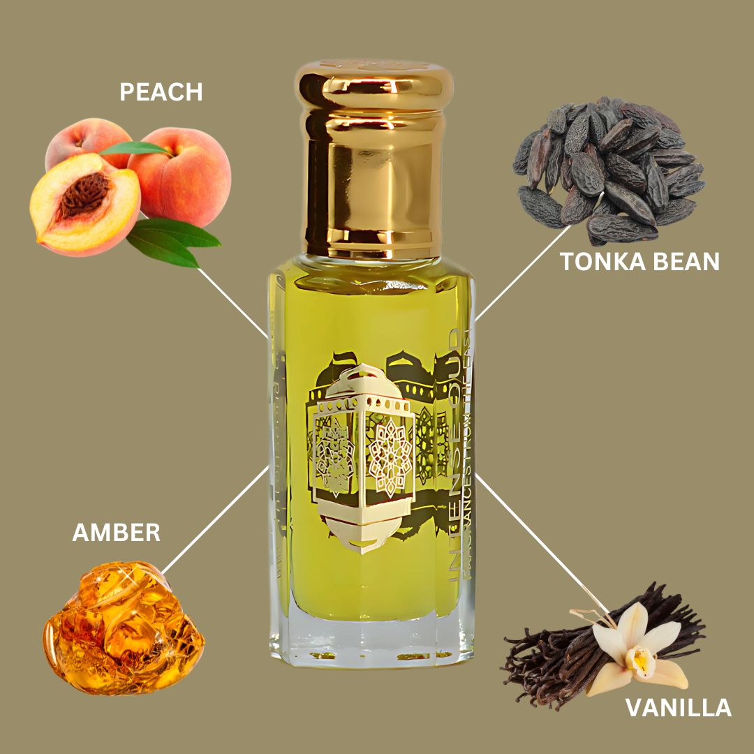 Platinum Sand Perfume Oil 12ML (0.40 OZ) With Black Gift Box By Intense Oud | Sweet Peach, Warm Amber & Creamy Vanilla Bliss.