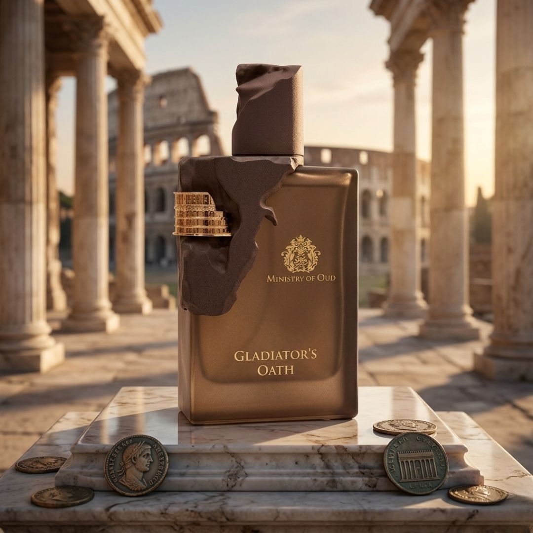 Ministry of Oud Gladiators Oath Eau de Parfum spray bottle by Paris Corner, 100ml, with elegant black and gold packaging.
