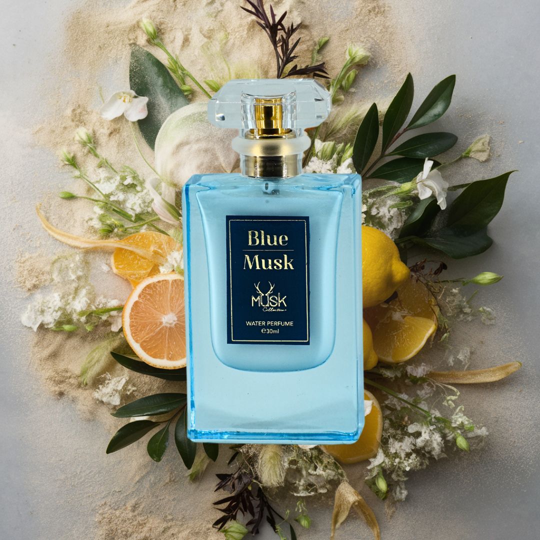 BLUE MUSK WATER PERFUME 30ML (1.01 OZ) By Hamidi | Indulge In Soothing Essence Of This Powdery Floral Fragrance.