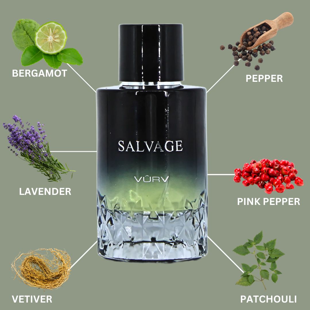 Salvage Eau De Parfum Spray 100ML (3.4 OZ) by Vurv | A Zesty, Spicy Blend with Fresh Bergamot and a Warm, Woody Finish.