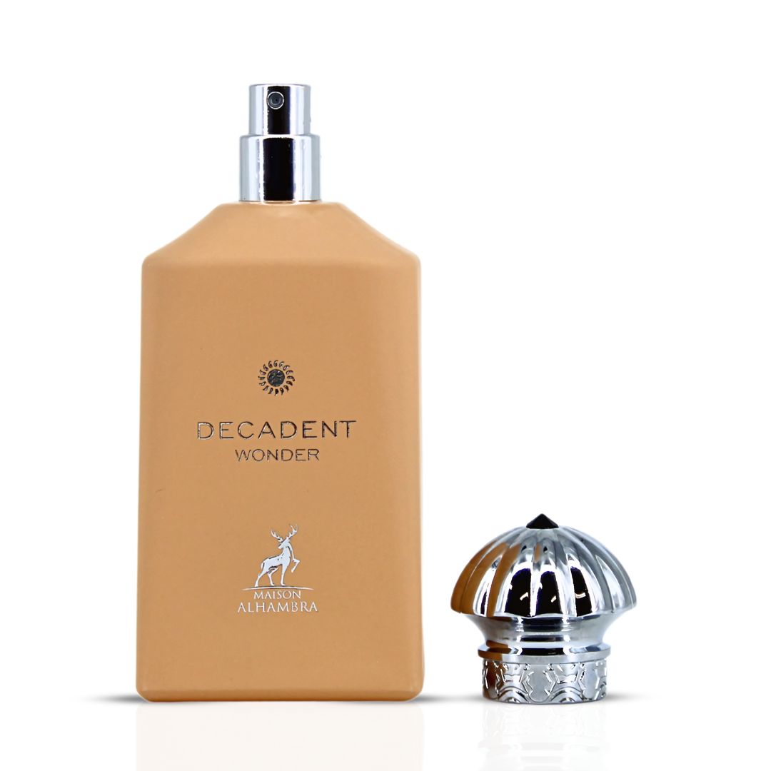 Decadent Wonder Eau De Parfum Spray 100ML (3.4 OZ) by Maison Alhambra | A Lively Blend of Citrus, Spice, Floral Elegance, & an Indulgent Finish of Vanilla, Rum, & Cocoa.