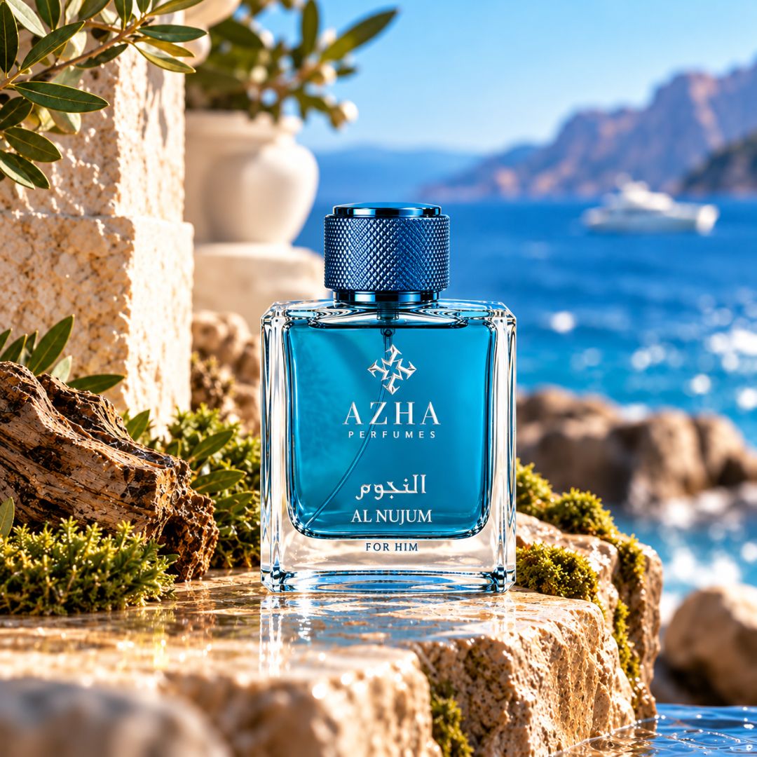 Azha Al Nujum Eau de Parfum spray 100ml bottle with elegant design, showcasing the fragrance container.