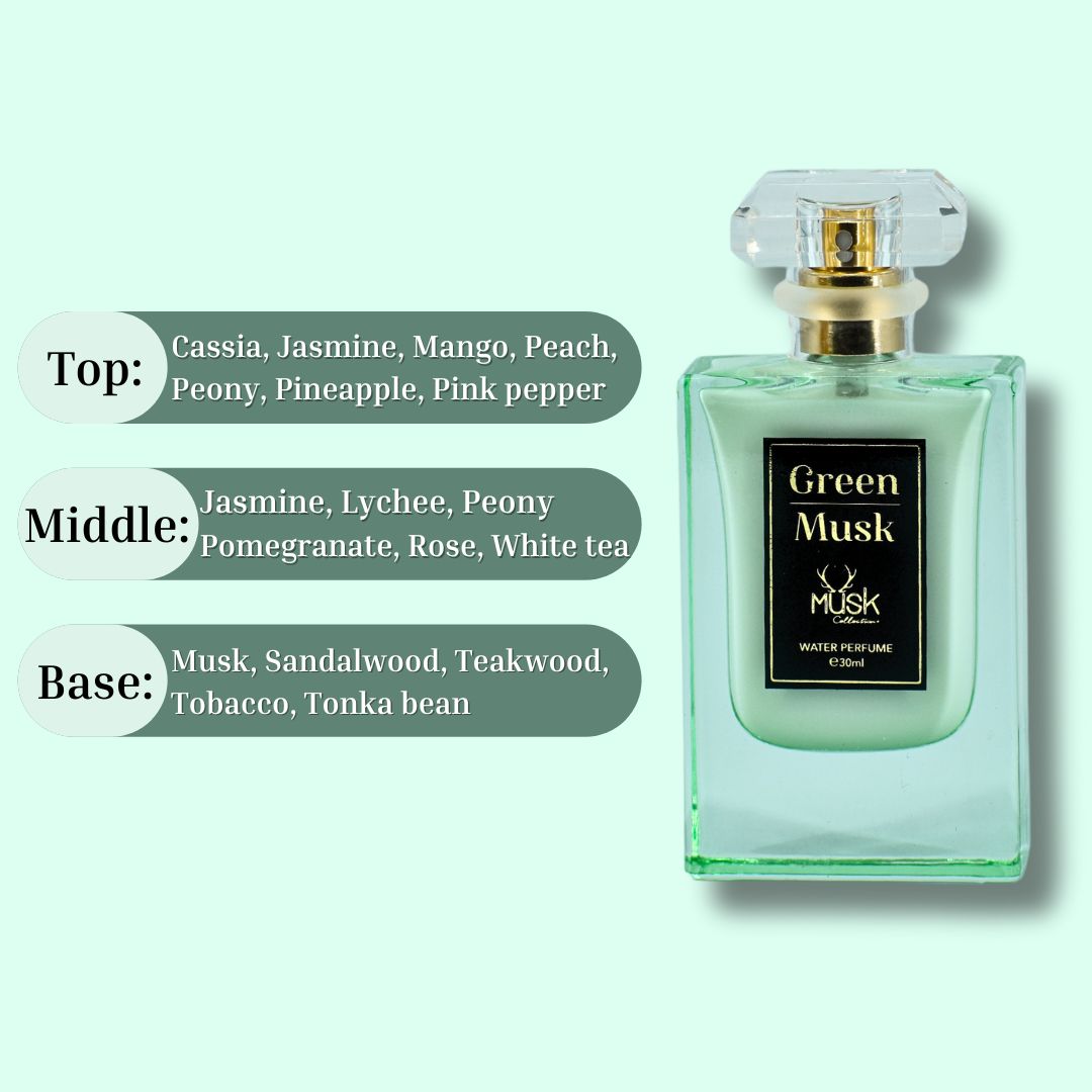 GREEN MUSK WATER PERFUME 30ML (1.01 OZ) By Hamidi | Delight Your Senses With The Invigorating Aroma.