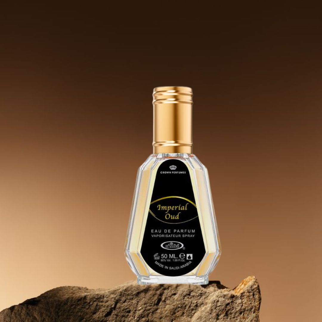 Imperial Oud Eau De Parfum Spray 50ML (1.7 OZ) By Al Rehab | A Rich Blend of Vanilla, Smoky Leather & Oud Softened by Lavender.