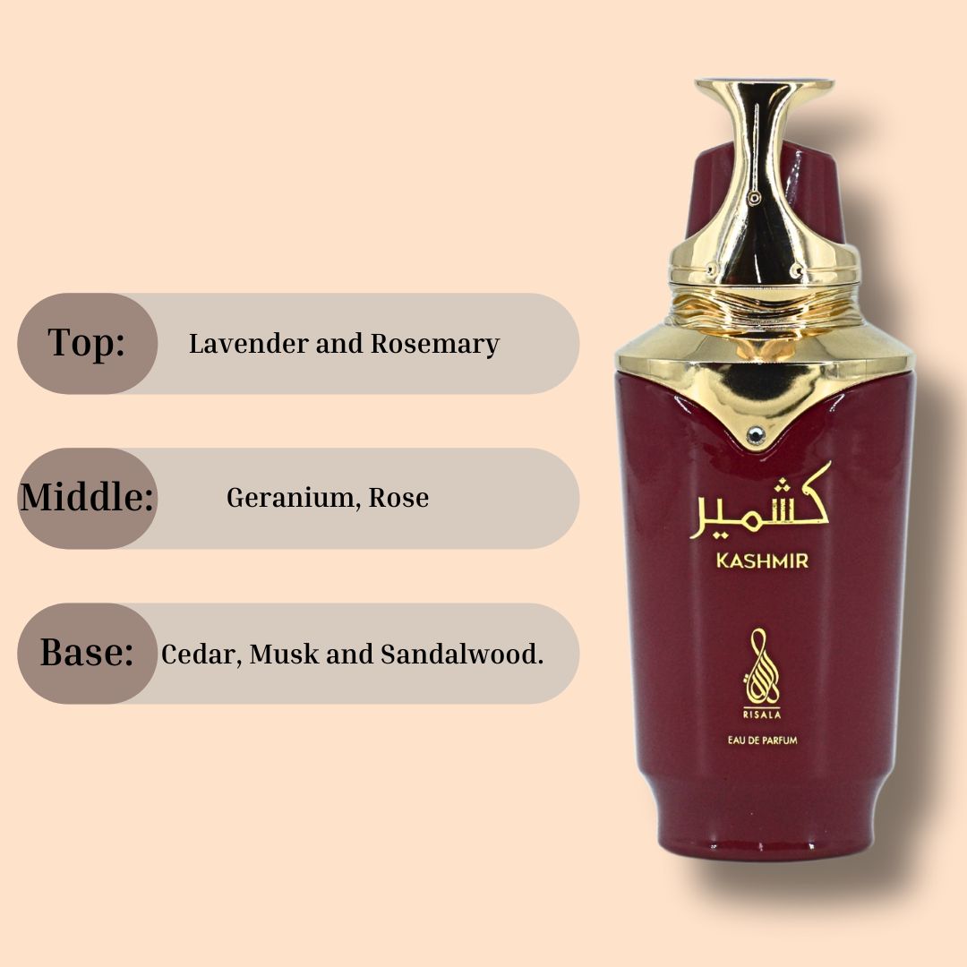 Kashmir EDP Spray 100ML (3.4 OZ) By RISALA | Long Lasting, Captivating & Aromatic Fragrance.