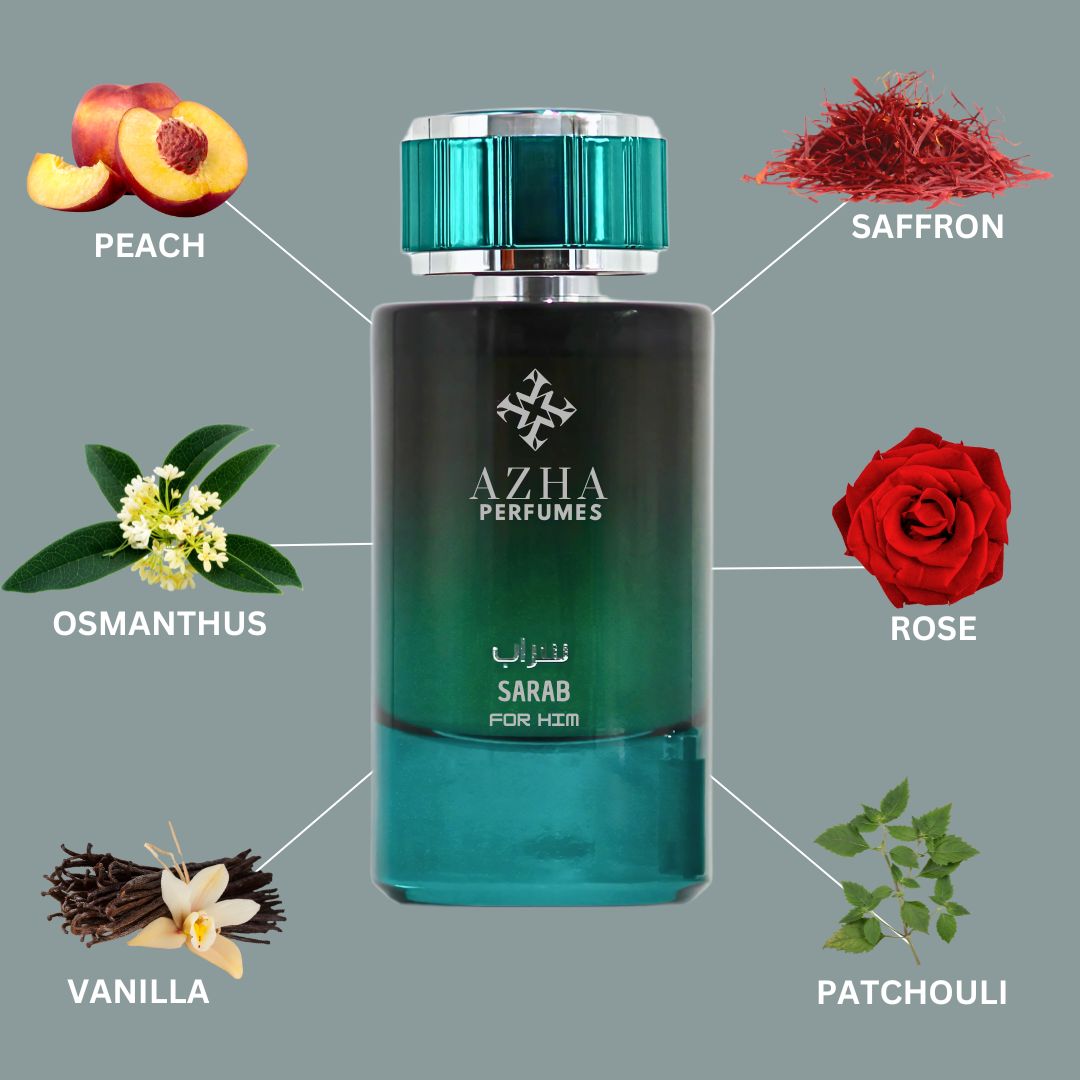 Sarab For Him Eau De Parfum Spray 100ML (3.4 OZ) by Azha | A Fusion of Floral & Woody Notes, Crowned with the Richness of Ambergris.