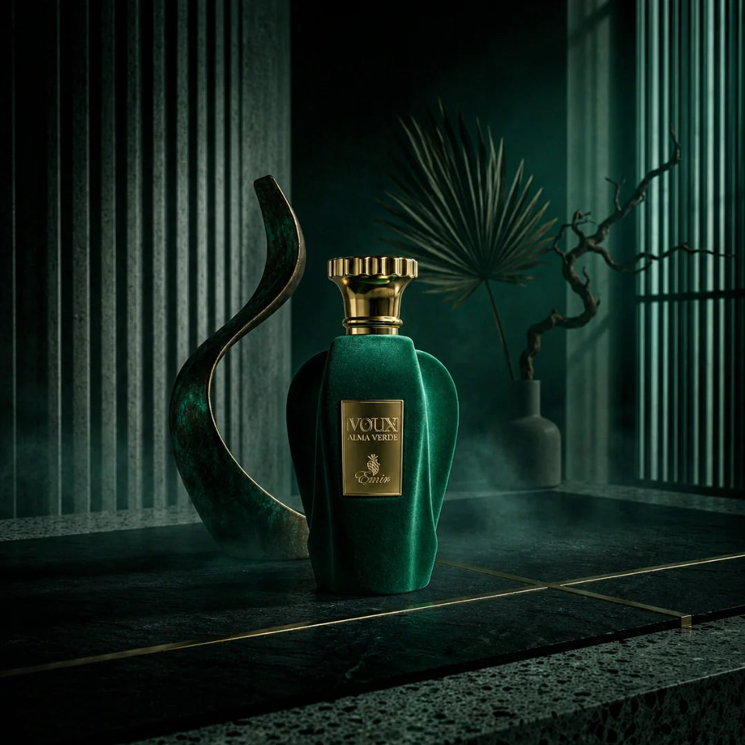 Voux Alma Verde Eau de Parfum spray by Paris Corner, 100ml, featuring a sleek green bottle with elegant floral and citrus notes.
