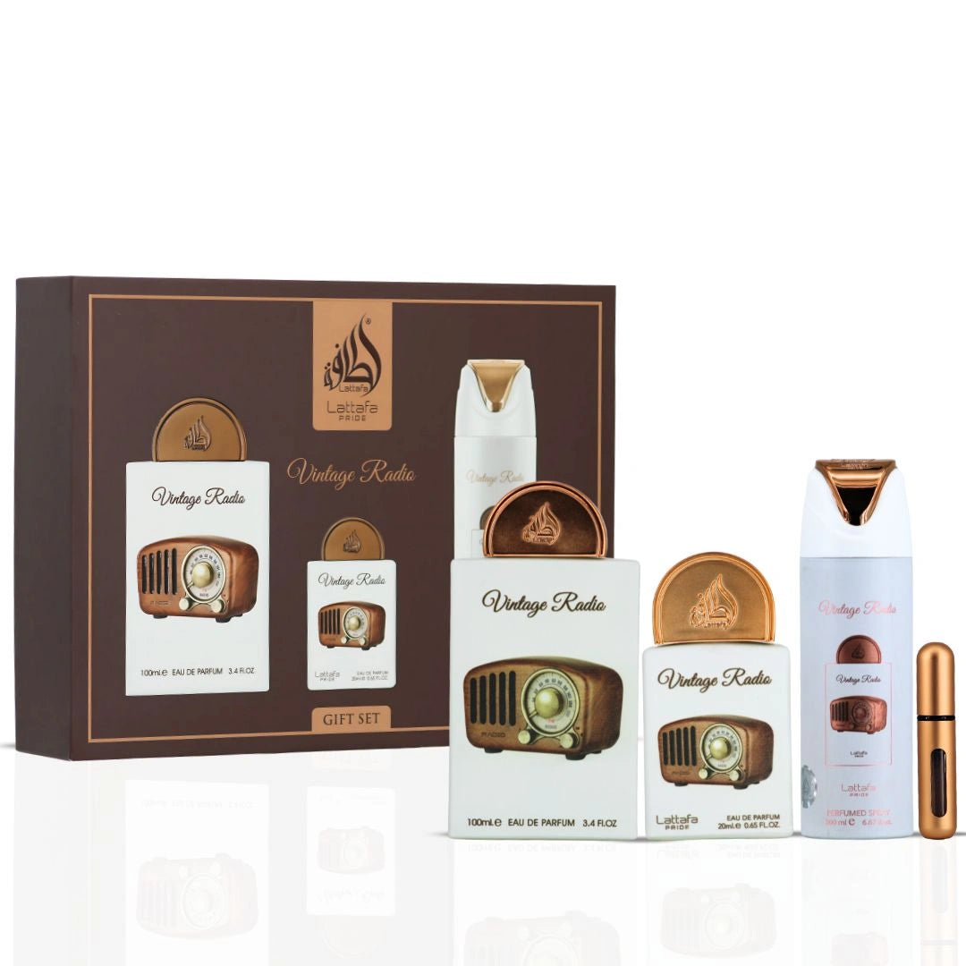 Lattafa Pride Vintage Radio 3-Piece Eau de Parfum Gift Set