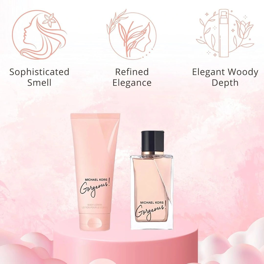 Michael Kors Gorgeous 3Pc Gift Set (3.4oz EDP Spray, 3.4oz Body Lotion & Round Purse)