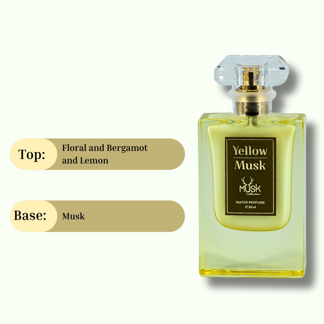 YELLOW MUSK WATER PERFUME 30ML (1.01 OZ) By Hamidi | Indulge In The Vibrant & Refreshing Aroma.