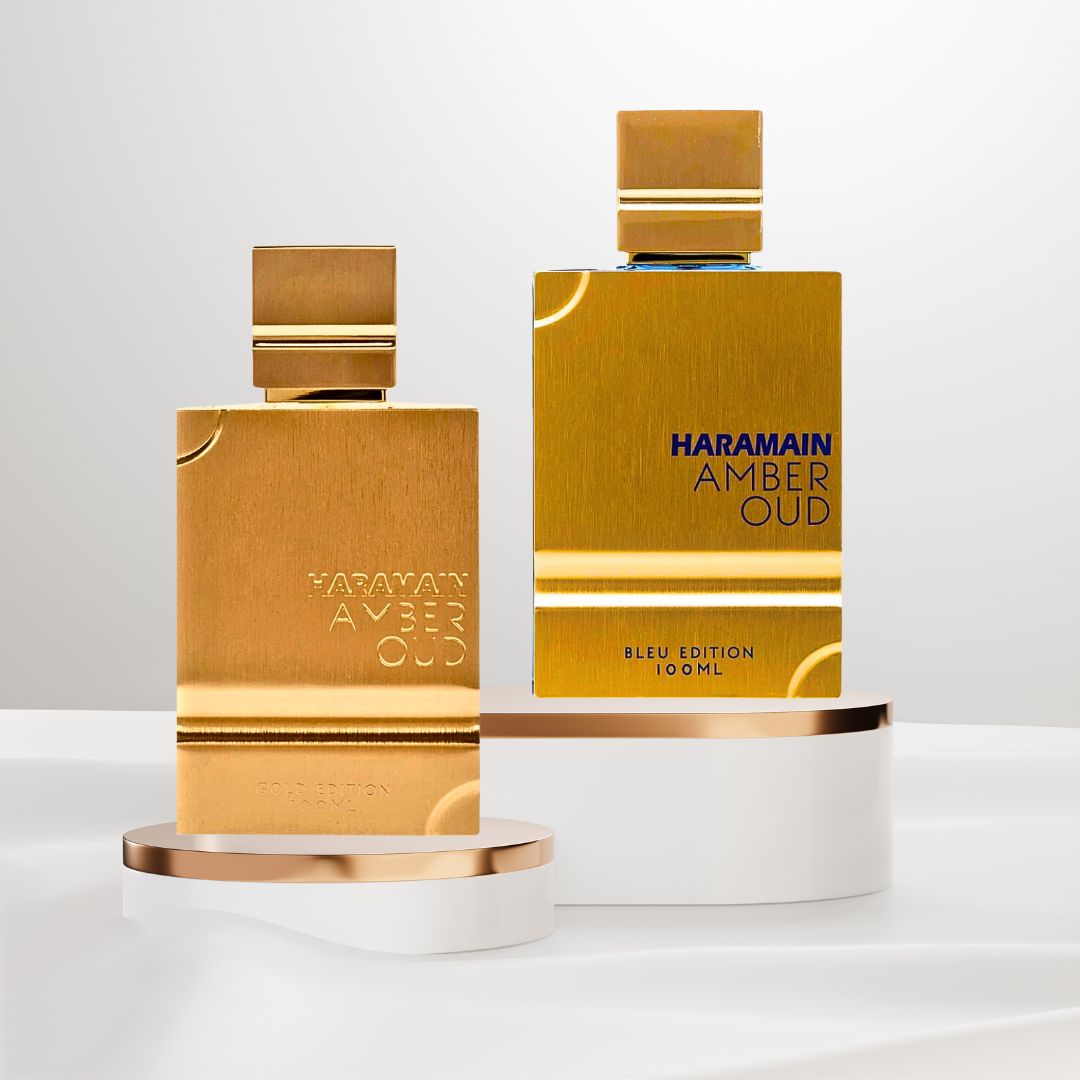 Amber Oud Gold Edition & Amber Oud Bleu Edition - EDP Sprays 100ML (3.4 OZ) By Al Haramain | Long Lasting & Luxurious Perfumes. (ICONIC BUNDLE)