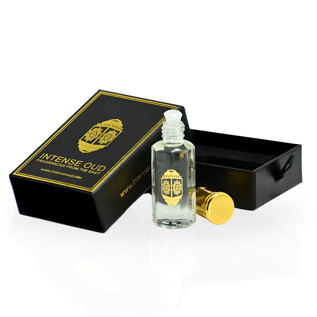 Khashab Al Sandal Perfume Oil 12ML (0.40 OZ) With Black Gift Box By Intense Oud | Cardamom & Violet, Layered With Sandalwood & Creamy Coconut.