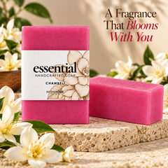 Collection of five handmade soaps by Intense Oud featuring Chameli, Vanilla, Rose, Naranji, and Ocean scents in 150g bars.