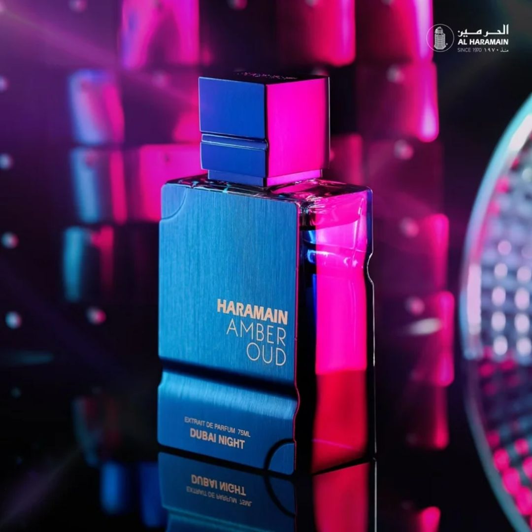 Amber Oud Dubai Night Extrait De Parfum Spray 75ML (2.5 OZ) by Al Haramain | A Fusion of Spice, Florals & Warm Woods.