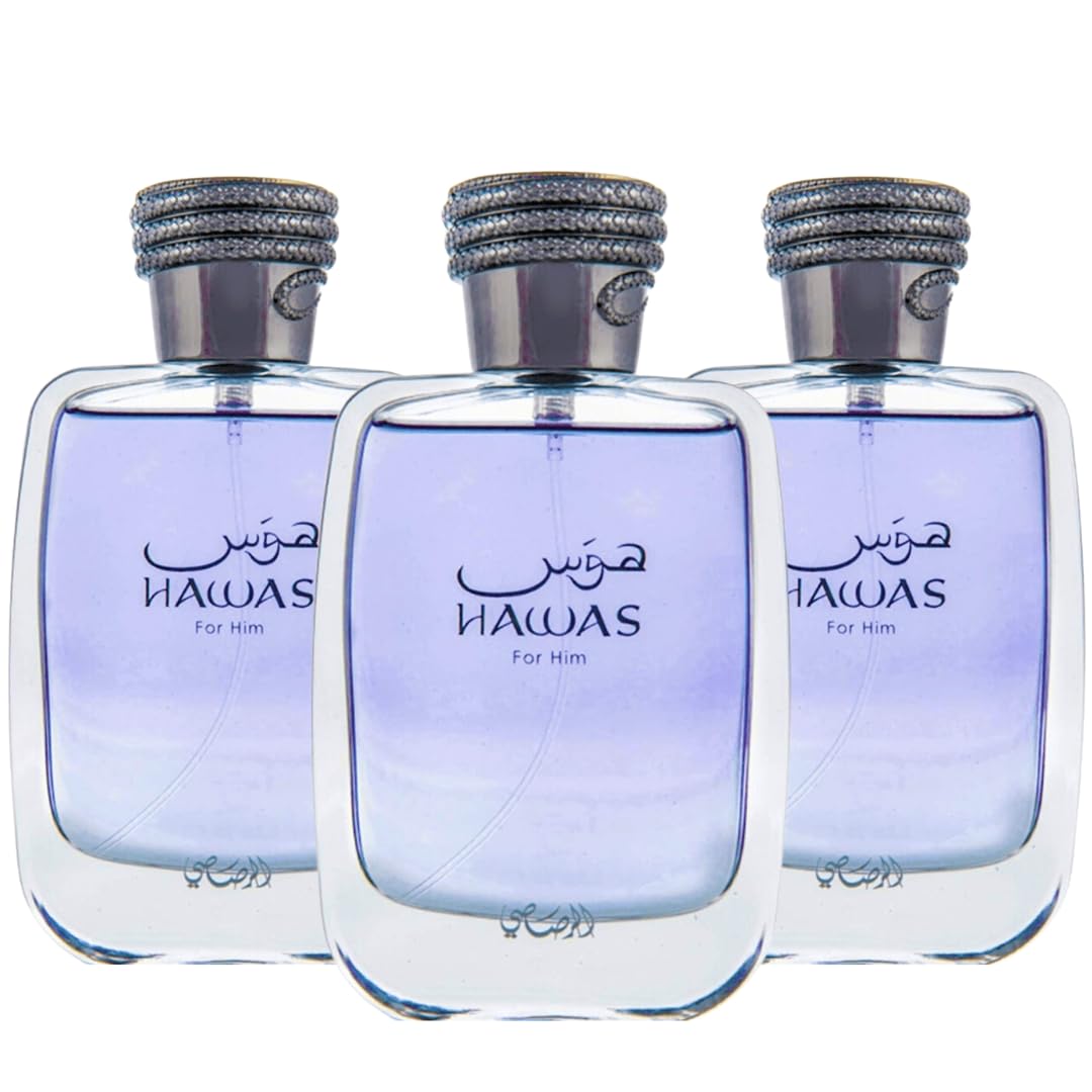 Hawas For Him EDP Spray 100ML (3.4 OZ) By Rasasi | Long Lasting and Luxurious Scents for Men. (PACK OF 3)