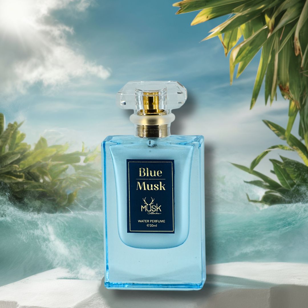 BLUE MUSK WATER PERFUME 30ML (1.01 OZ) By Hamidi | Indulge In Soothing Essence Of This Powdery Floral Fragrance.