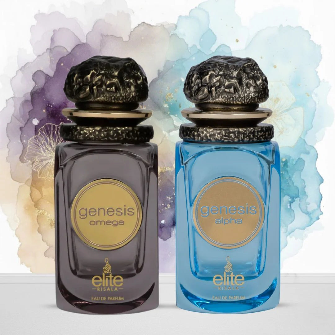 Genesis Omega & Genesis Alpha Eau de Parfum Sprays 100ml (3.4 oz) by Elite Risala (Bundle) - Intense Oud