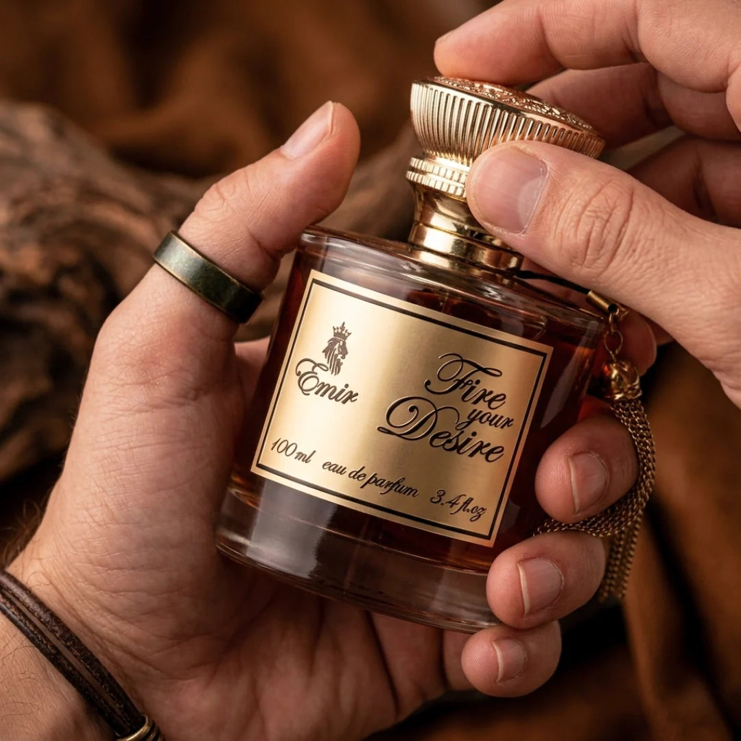 Paris Corner Fire Your Desire Emir Eau de Parfum spray 100ml bottle with elegant packaging and black cap.