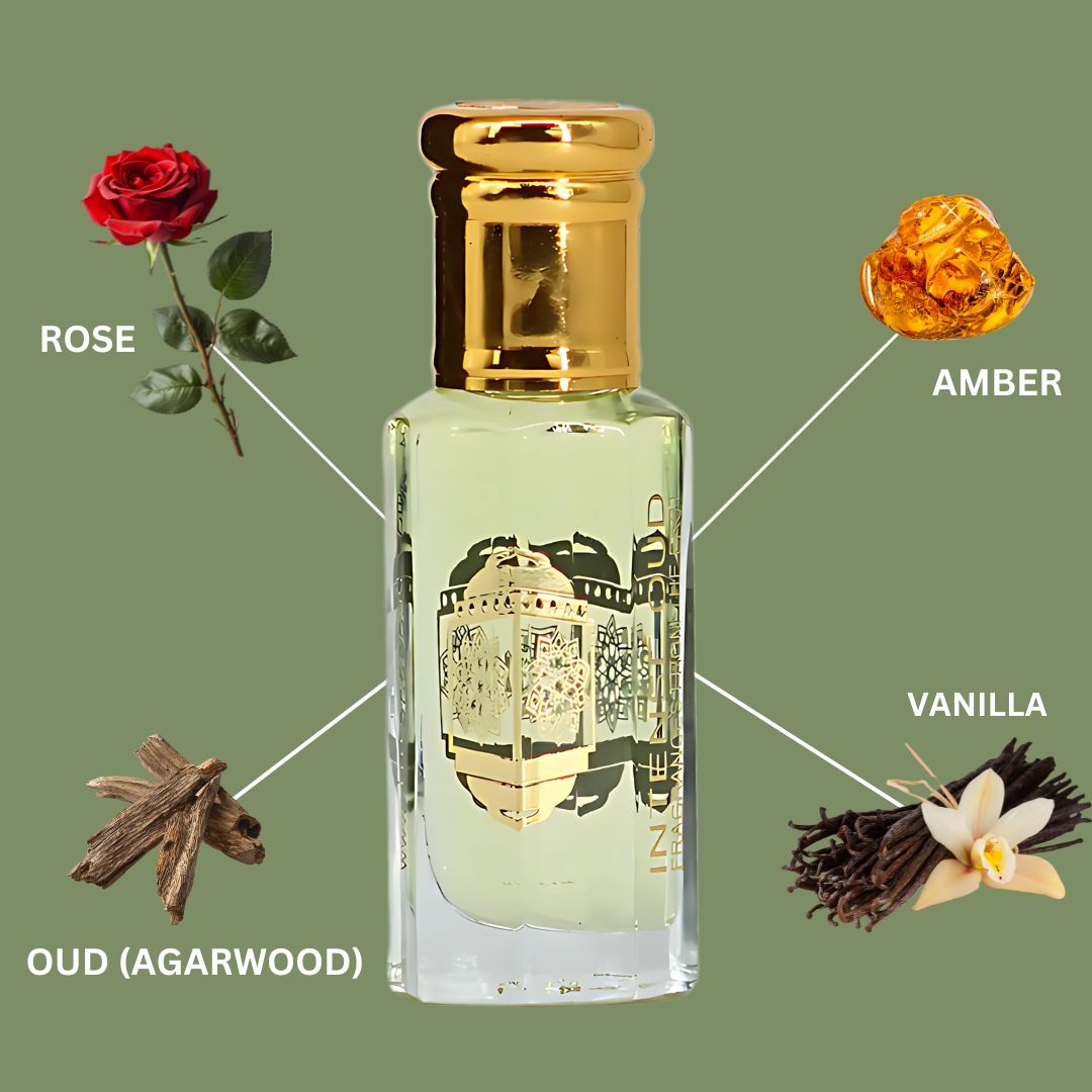 Attar Al Ishq Perfume Oil 12ML (0.40 OZ) With Black Gift Box By Intense Oud | Rich Rose, Warm Amber & Bold Oud.