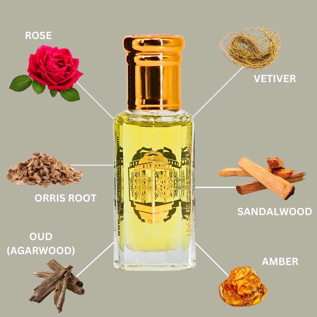 Mukhallat Al Najm Perfume Oil 12ML (0.40 OZ) With Black Gift Box By Intense Oud | Elegant Rose With Vetiver, Smoky Oud & Amber.