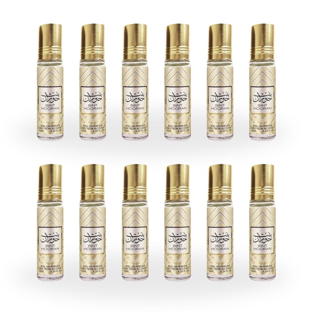 12PCS Bint Hooran Roll-On Perfume Oil CPO - 10ML (0.34 OZ) By Ard Al Zaafaran, Tavel Size Perfume Oils. (PACK OF 12)