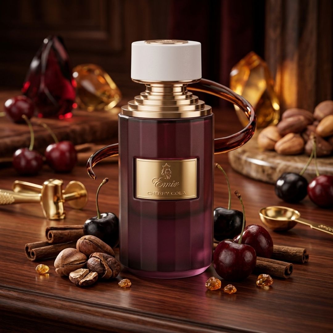 Cherry Cola Eau de Parfum Spray by Paris Corner, 75ml bottle, with a sleek design and cherry cola scent visible in the image.