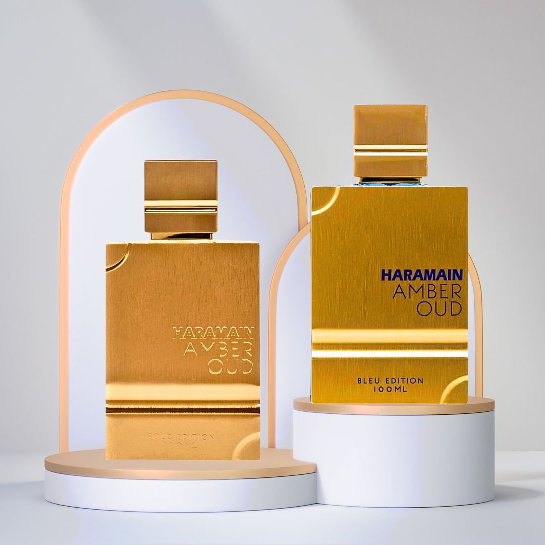 Amber Oud Gold Edition & Amber Oud Bleu Edition - EDP Sprays 100ML (3.4 OZ) By Al Haramain | Long Lasting & Luxurious Perfumes. (ICONIC BUNDLE)