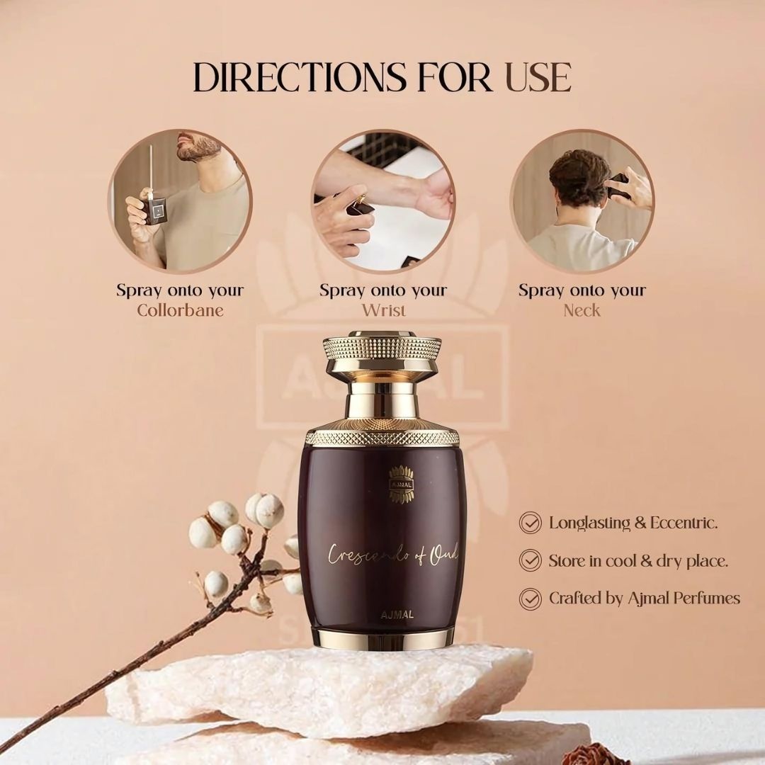 Crescendo of Oud EDP Spray 75ML (2.5 OZ) by AJMAL | Long Lasting, Luxurious, Exquisite Fragrances.