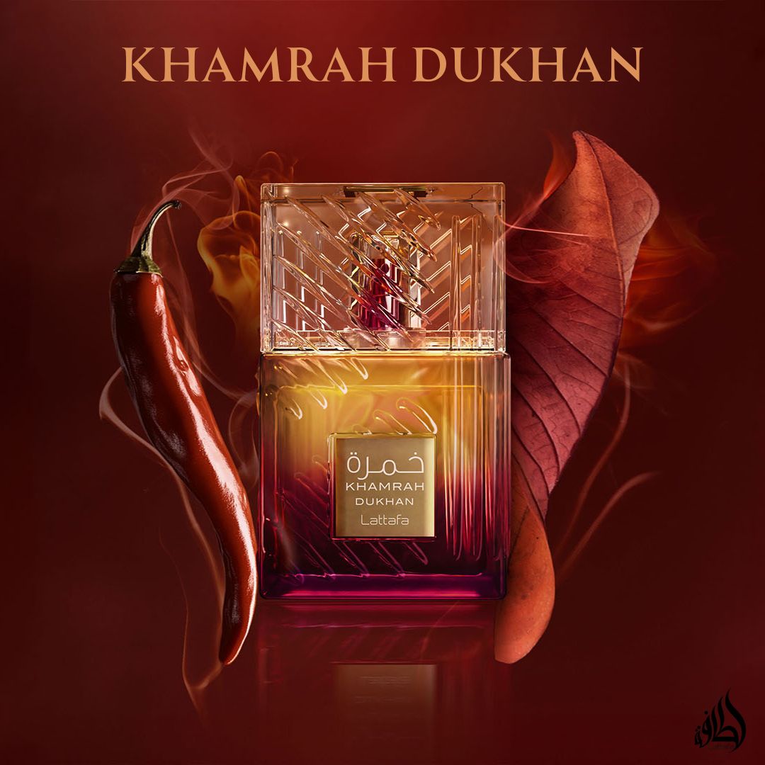 Khamrah Dukhan Eau De Parfum Spray 100ML (3.4 OZ) by Lattafa | A Fusion of Mandarin, Pimento & Amber, Creating an Exotic & Captivating Allure.