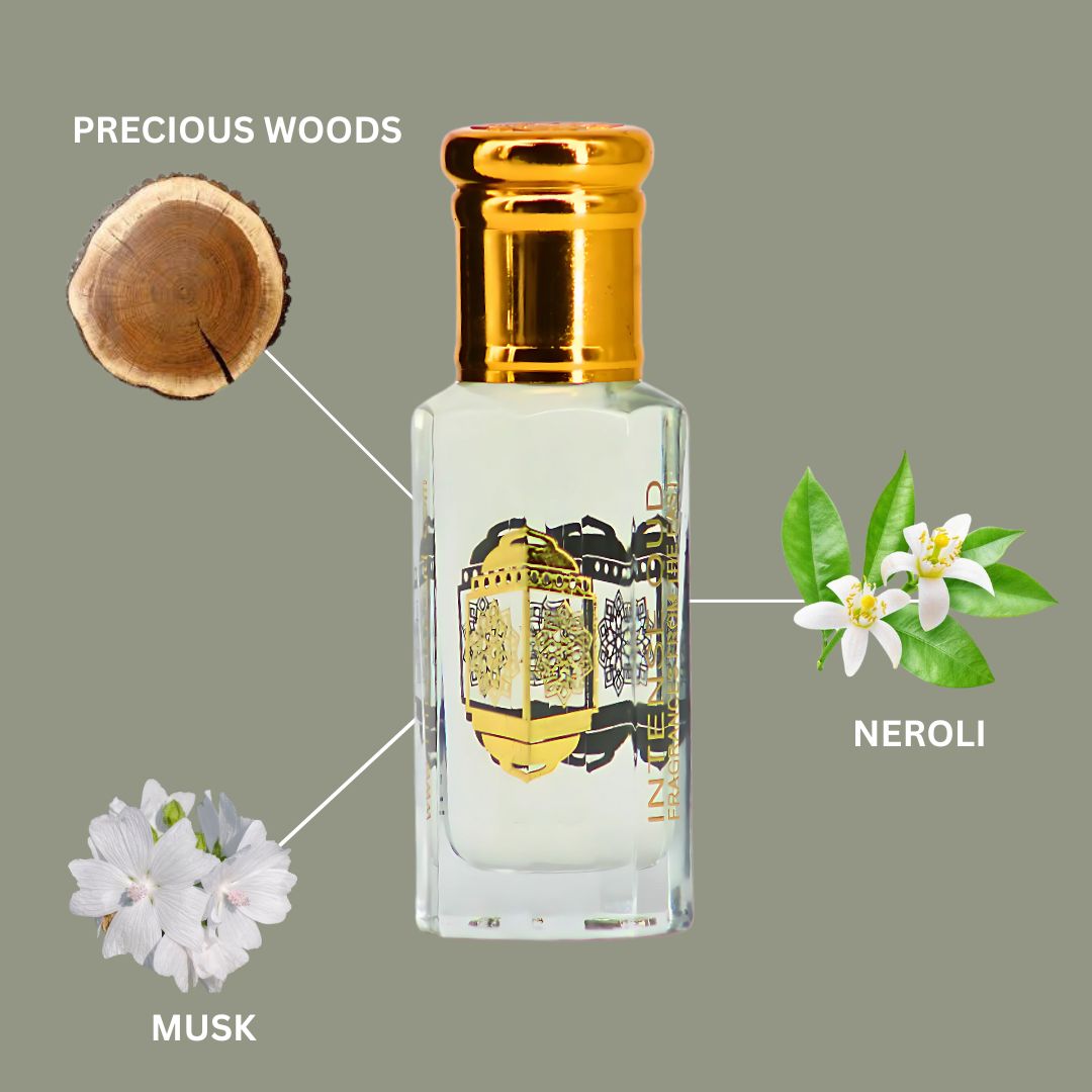 Musk Abiyad Perfume Oil 12ML (0.40 OZ) With Black Gift Box By Intense Oud | Soft Woods & Fresh Neroli, Wrapped In Warm Musk.