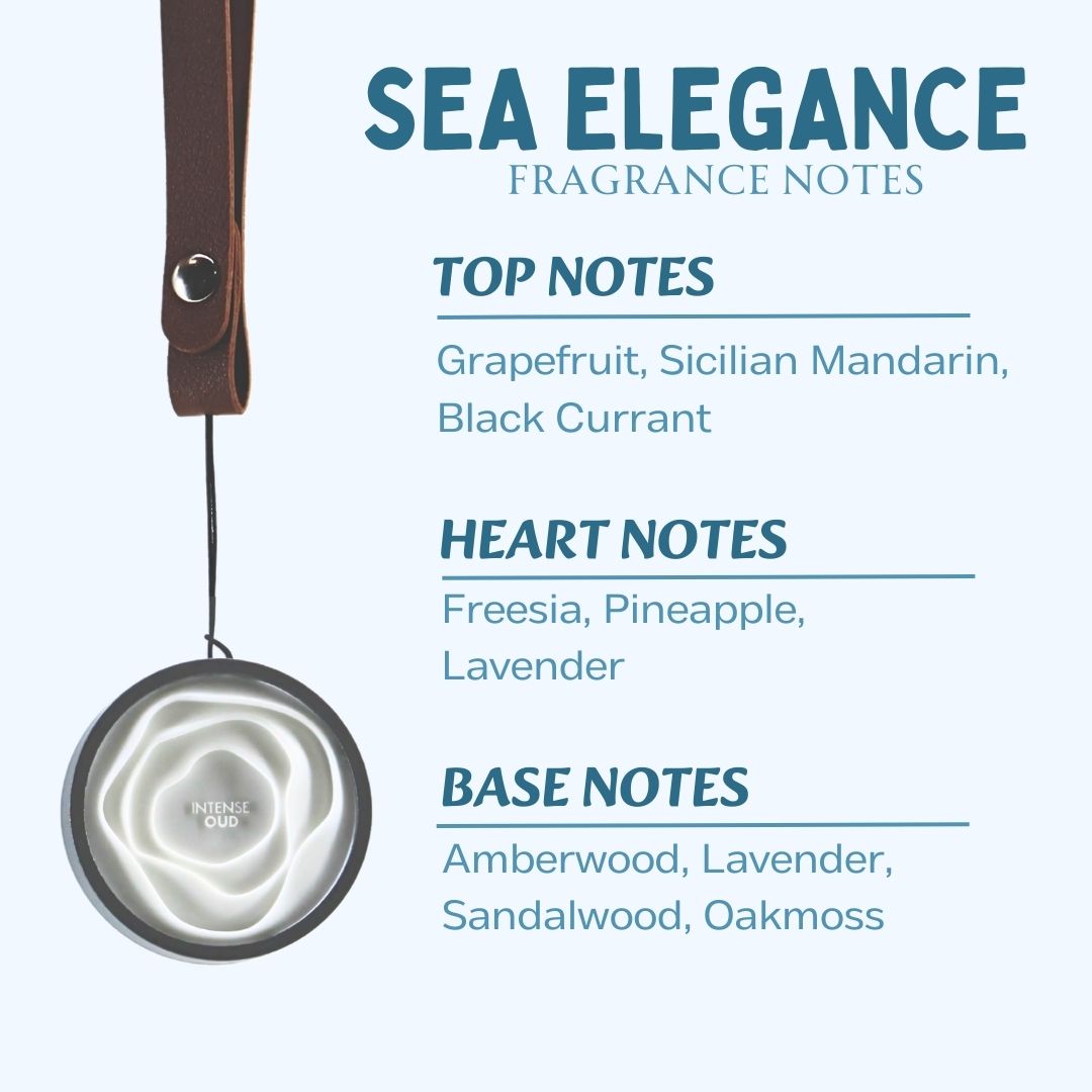 Ocean - Sea Elegance Scented Hanging Car Freshener by Intense Oud | A Fresh Scent That Transforms Your Car Into an Oceanic Haven.