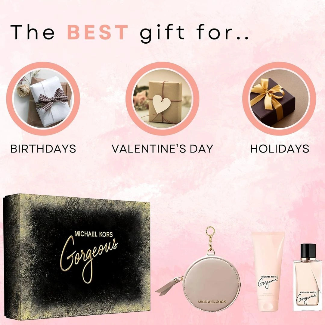 Michael Kors Gorgeous 3Pc Gift Set (3.4oz EDP Spray, 3.4oz Body Lotion & Round Purse)