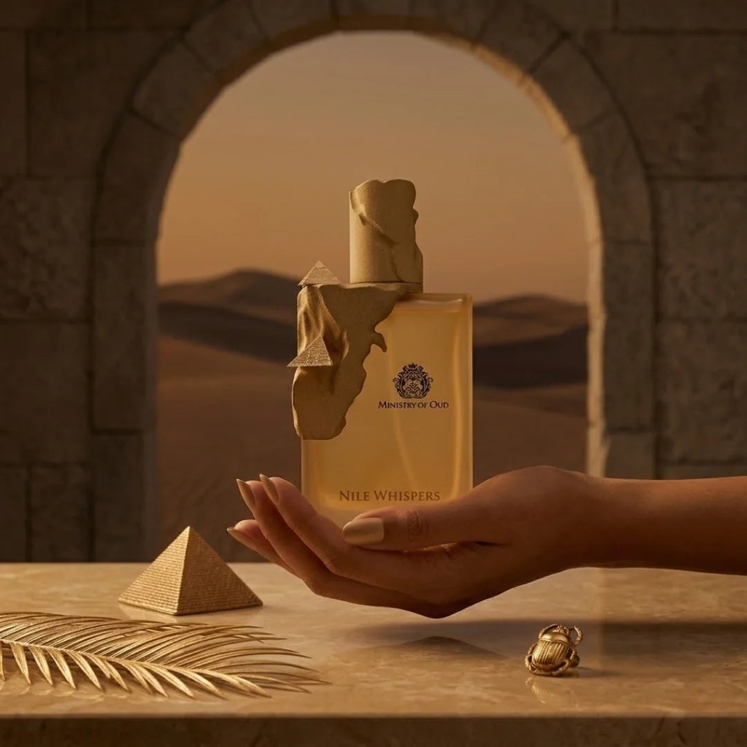 Paris Corner Nile Whispers Eau de Parfum spray bottle featuring elegant packaging and a 100ml size.