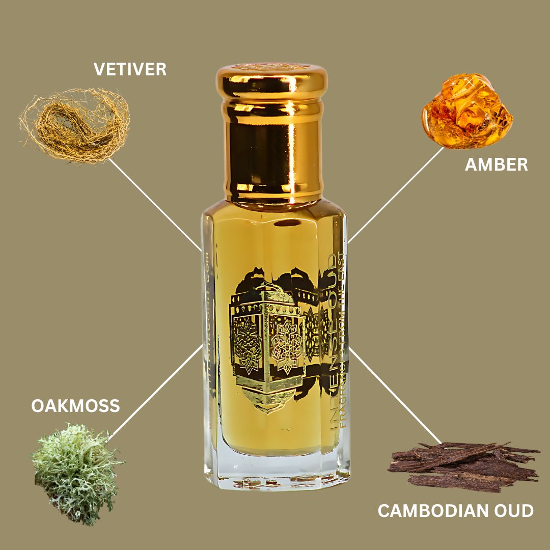 Oud Al Arab Perfume Oil 12ML (0.40 OZ) With Black Gift Box By Intense Oud | A Bold Blend Of Amber, Vetiver & Smoky Cambodian Oud.