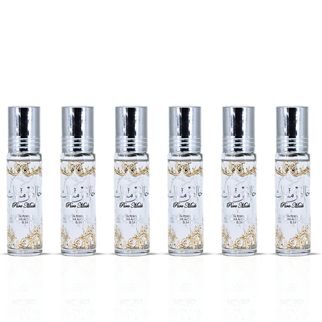 Pure Musk Roll On Perfume Oil CPO 10ML (0.34 OZ) By Ard Al Zaafaran | A Whisper Of Pure White Musk, Perfect For Subtle Elegance. (Pack Of 6)