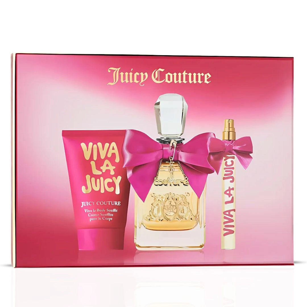 Juicy Couture Viva La Juicy 3pc Gift Set (3.4oz EDP, 4.2oz Body Souffle, 0.33oz EDP)