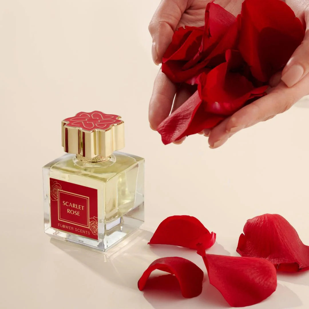 Scarlet Rose Eau de Parfum Spray 65ml (2.2 oz) by Flower Scents | Opulent Rose, Creamy Woods & Golden Amber Warmth