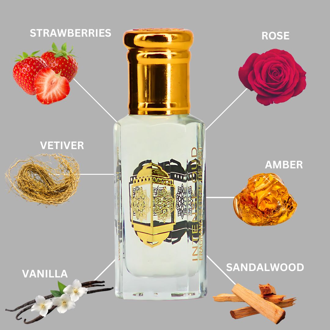 Bareez Perfume Oil 12ML (0.40 OZ) With Black Gift Box By Intense Oud | Sweet Strawberries, Rose & Vetiver With Vanilla Finish.